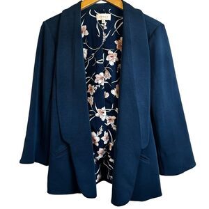 Skies Are Blue Navy Jacket with Floral Lining